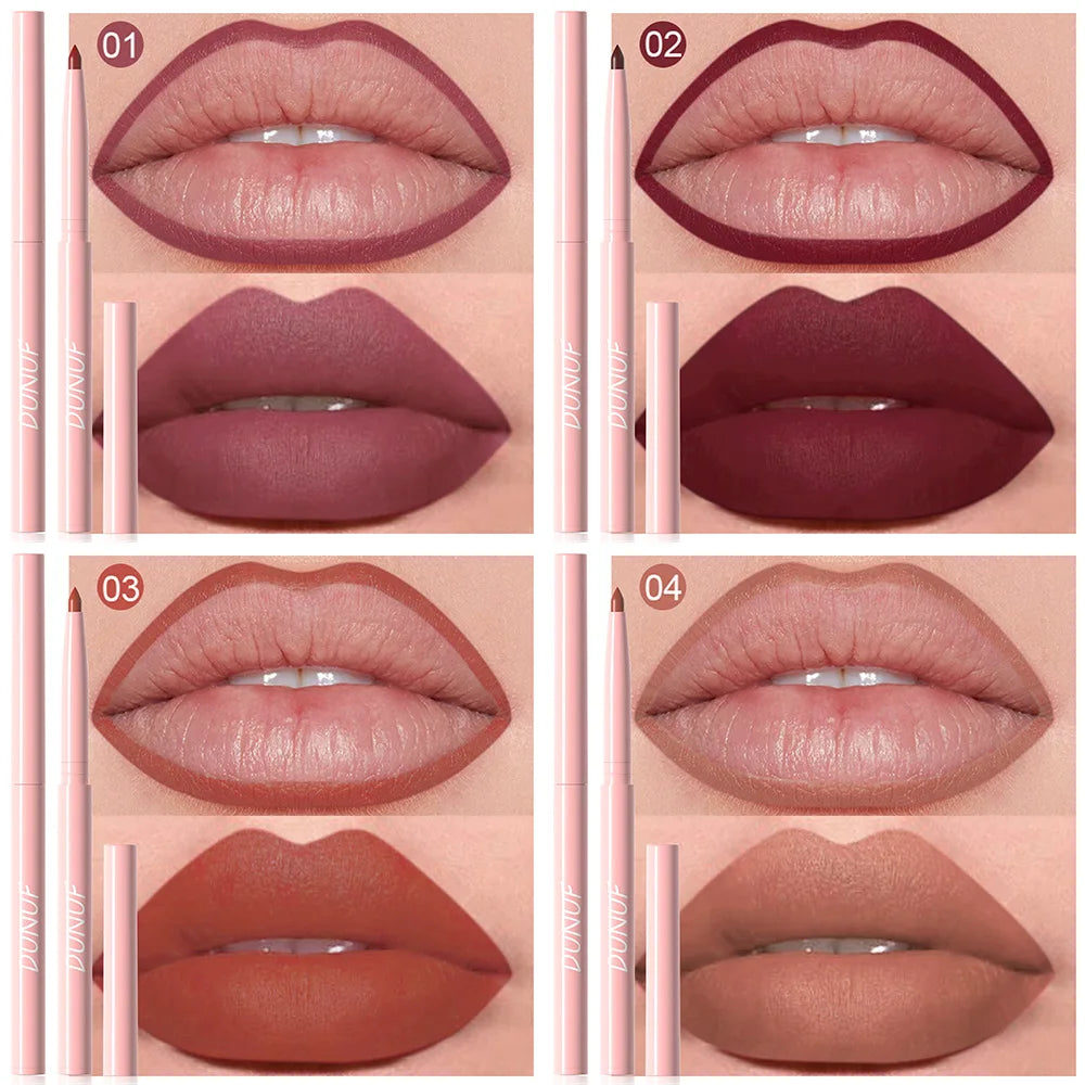 DUNUF New 6 Color Lipstick Lip Liner Set Velvet Matte Lip Pencil Waterproof Natural Outline Lip Contour Line Makeup Lipliner Pen
