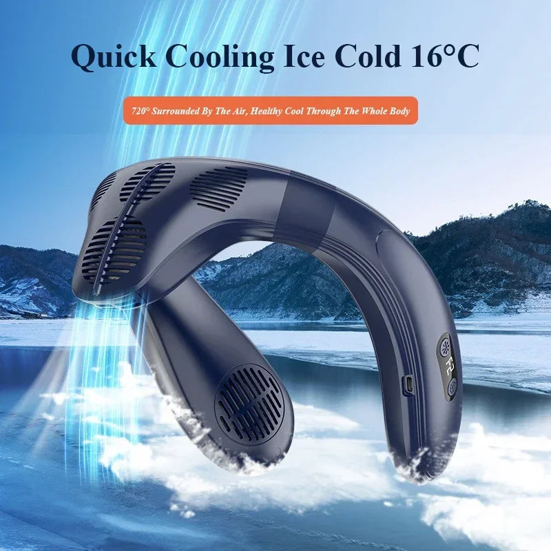 Neck Air Conditioner Portable Neck Fan Rechargeable Semiconductor Cooling Bladeless Fan Outdoor Personal Fan Wearable Coo