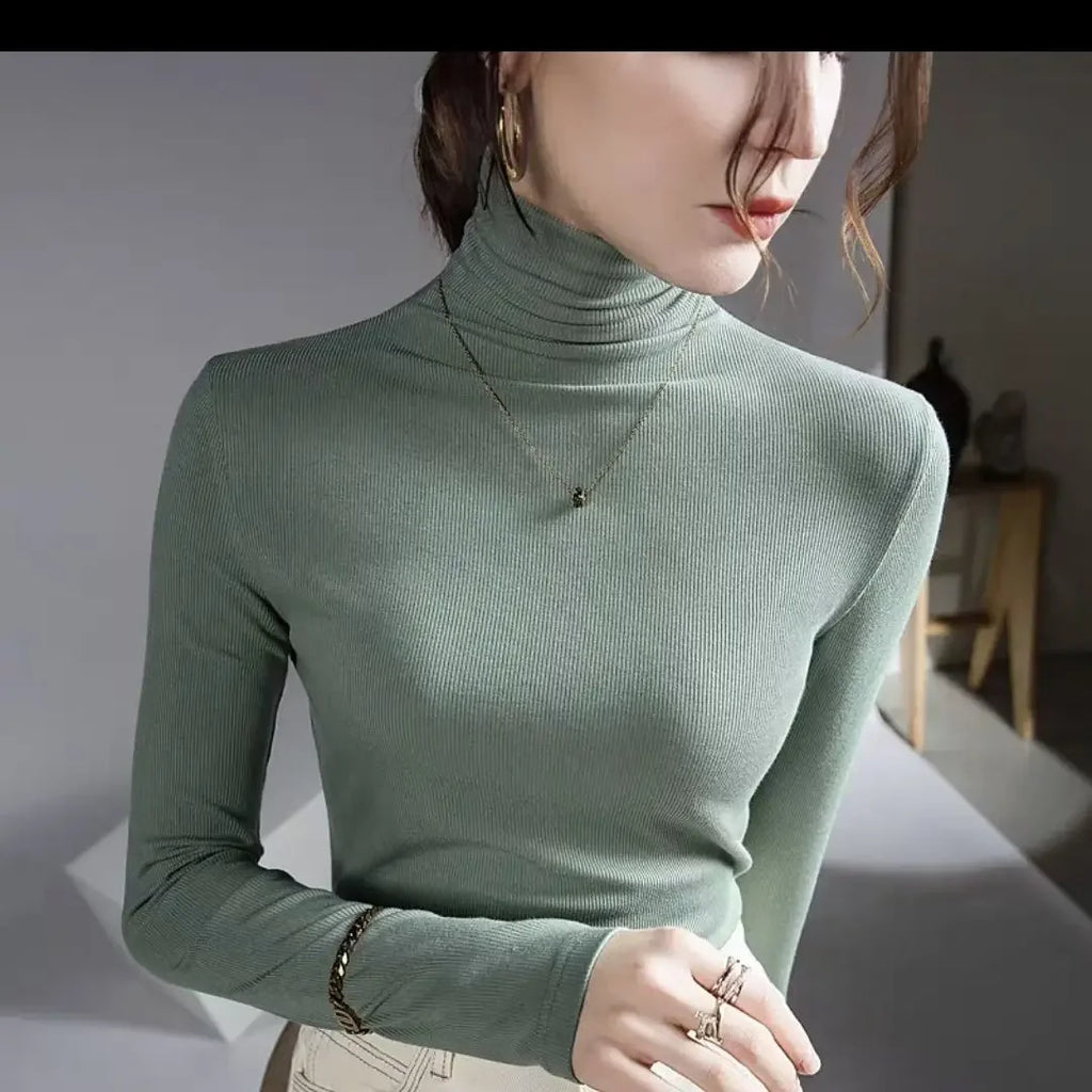 Woman T-shirt Turtleneck Skinny Clothing 2025 Black Top for Women Purple Tshirt Grunge Tee Aesthetic Simple Cheap Stylish 2000s