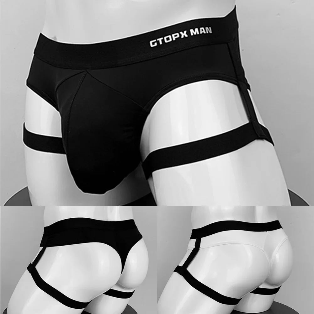 Mens Sexy Ice Silk U Convex Hollow Jockstrap Breathable Underwear Backless Jockstrap Briefs Underpants Thong Male Briefs Panties
