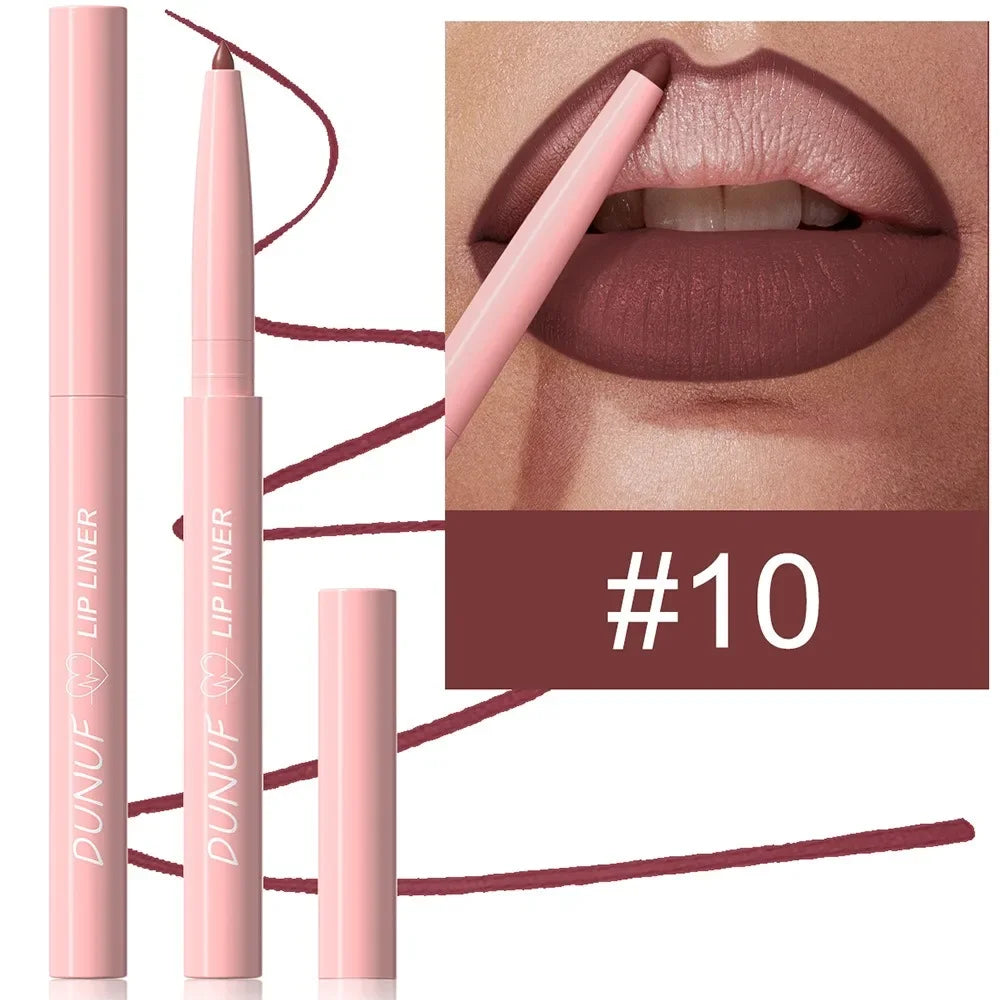 DUNUF 12 Color Velvet Matte Lipliner Pencil Waterproof Non-stick Cup Lipstick Nude Pink Lip Liner Outline Lips Contour Makeup