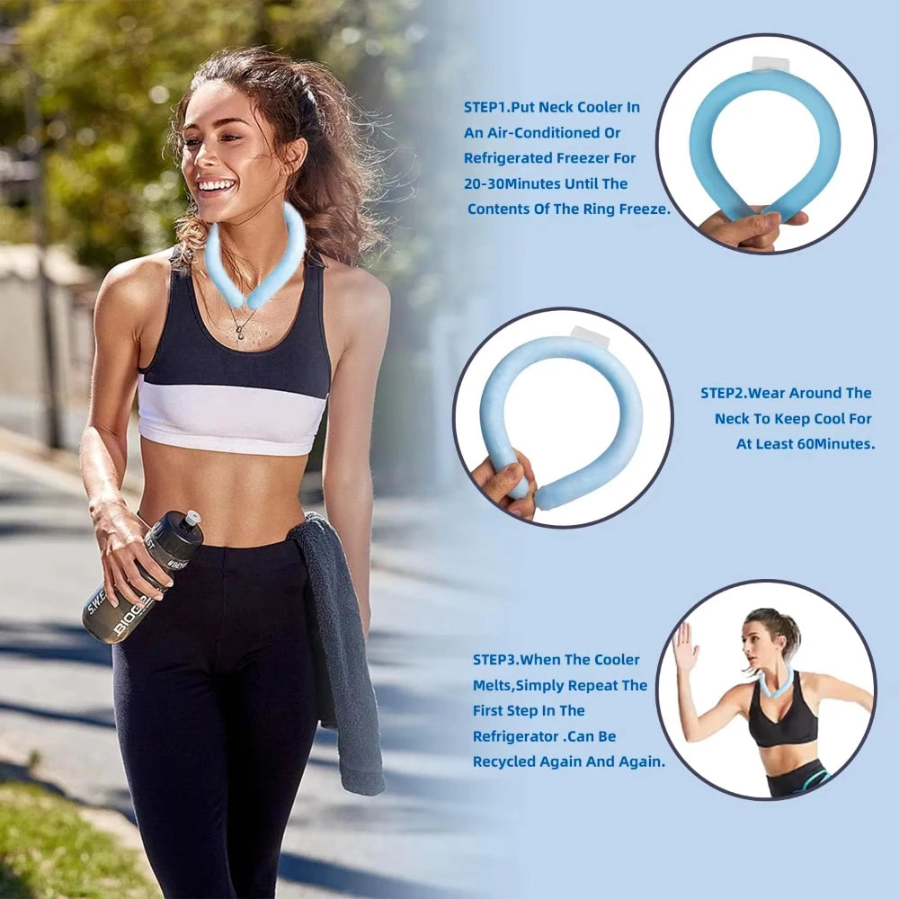 Summer Outdoor Cooling Neck Ring Running Portable Outdoor Sports Cooling Accessories Hands Free Gel Prevention Ice Neck Ring 1pc