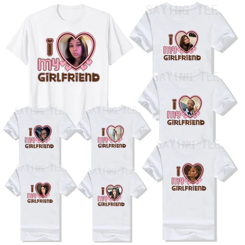 Mens I Love My Girlfriend Shirt for You T-Shirt Boyfriends Tee Top Gifts BF Outfit Customizable Girlfriends Photo Design Apparel