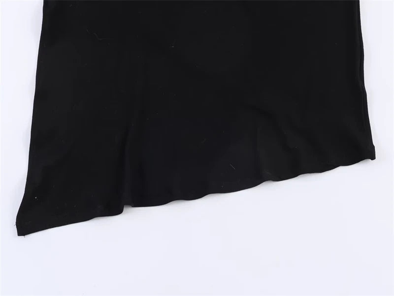 Women's Dress 2026 New Fashion Spring Summer Black Asymmetric Ruffle Dress for Women Casual Chic Personality Top