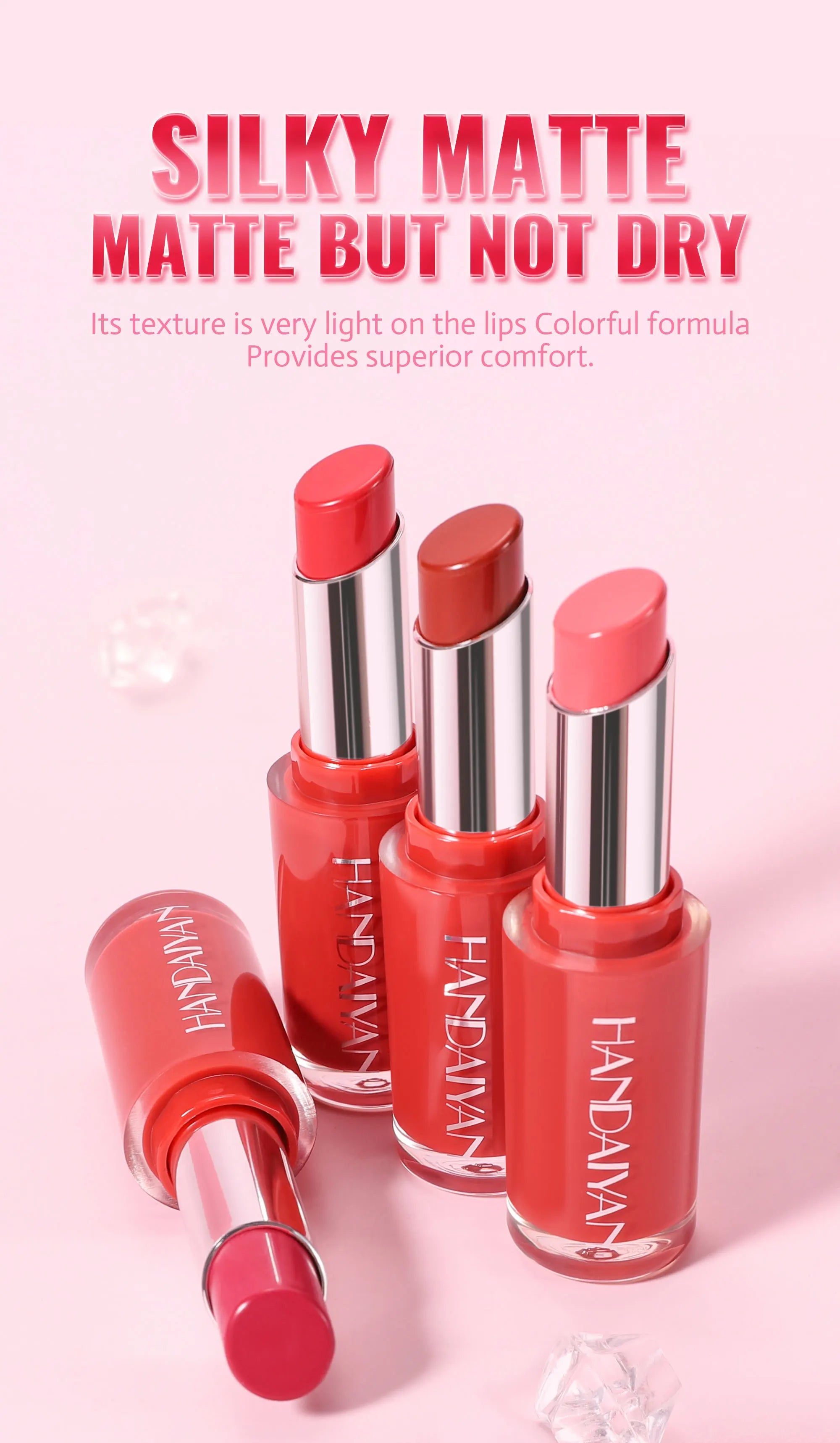 Velvet Lipstick 8 Colors Natural Moisturizing Waterproof Long-Lasting Color Non-stick Natural Daily Look Lipsticks