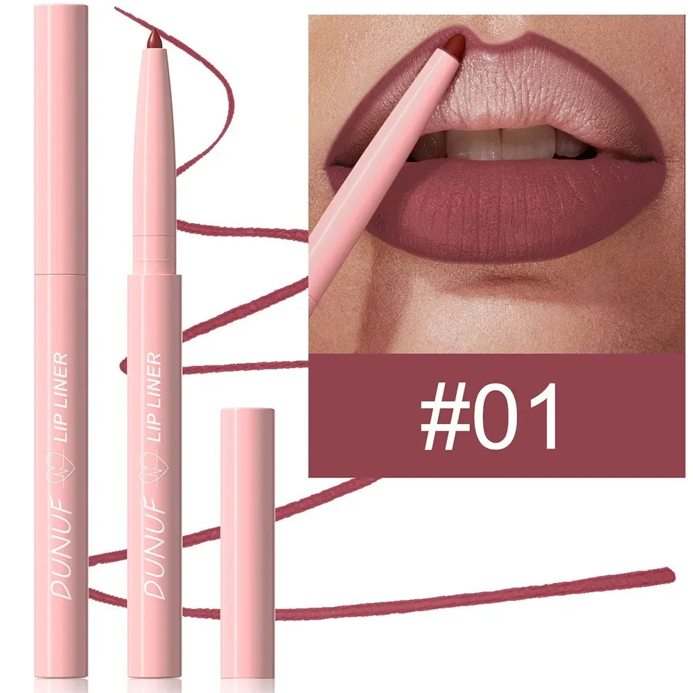 DUNUF 12 Color Velvet Matte Lipliner Pencil Waterproof Non-stick Cup Lipstick Nude Pink Lip Liner Outline Lips Contour Makeup