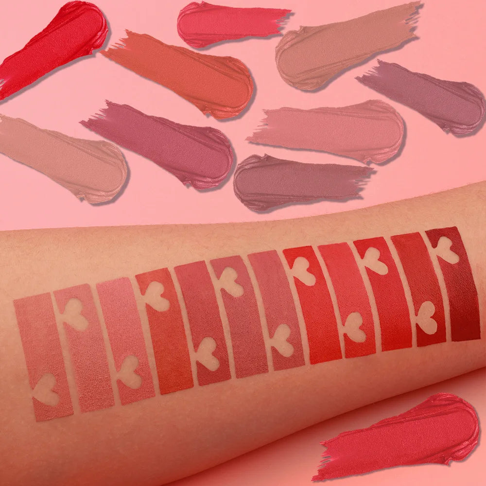 DUNUF 1 Pcs Matte Powder lipstick, Lasting 24 Hours Non-fading Waterproof Non-stick Easy to Color Lip Gloss Makeup Gift