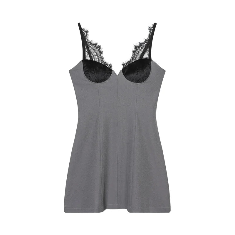Women's Dress 2025 New Fashion Sexy Lace Deep V-Neck Slip Dress for Women Ersonality Unique Chic Women Slim Dress