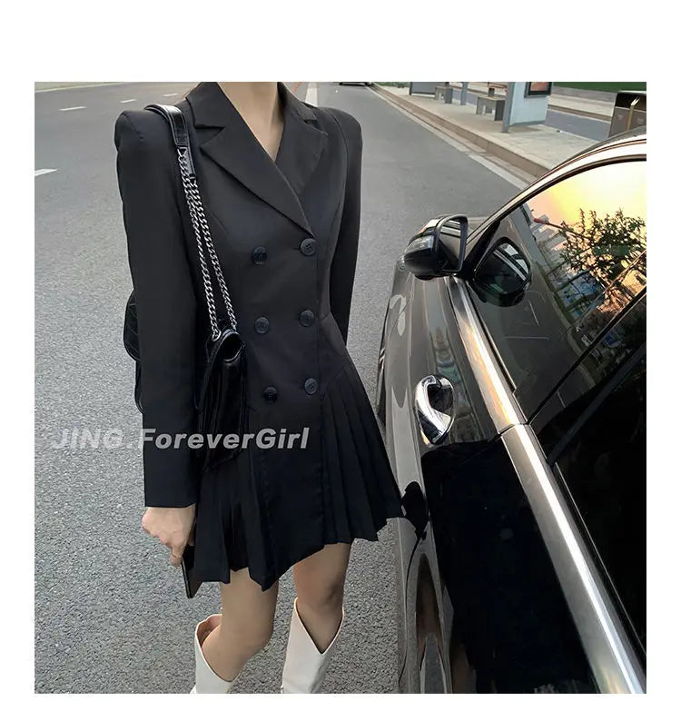 Women's Dress Blazer Clothing Chic and Elegant Pretty Female Dresses 2025 Formal Occasion Spring Retro Promotion Loose X Xxl Y2k
