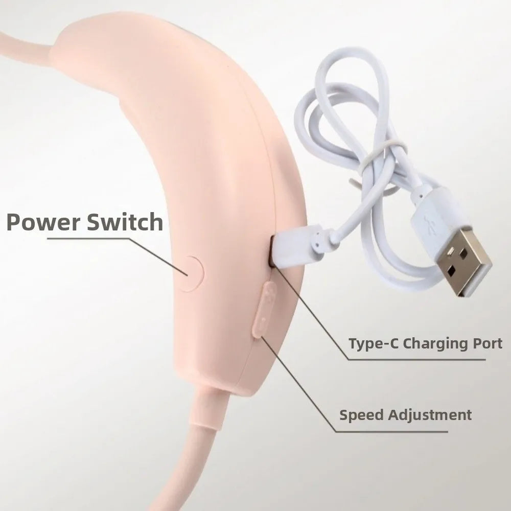 Low Noise Hanging Neck Fan USB Rechargeable Lightweight Neck Electric Fan 360° Bendable Foldable Around Neck Cooler