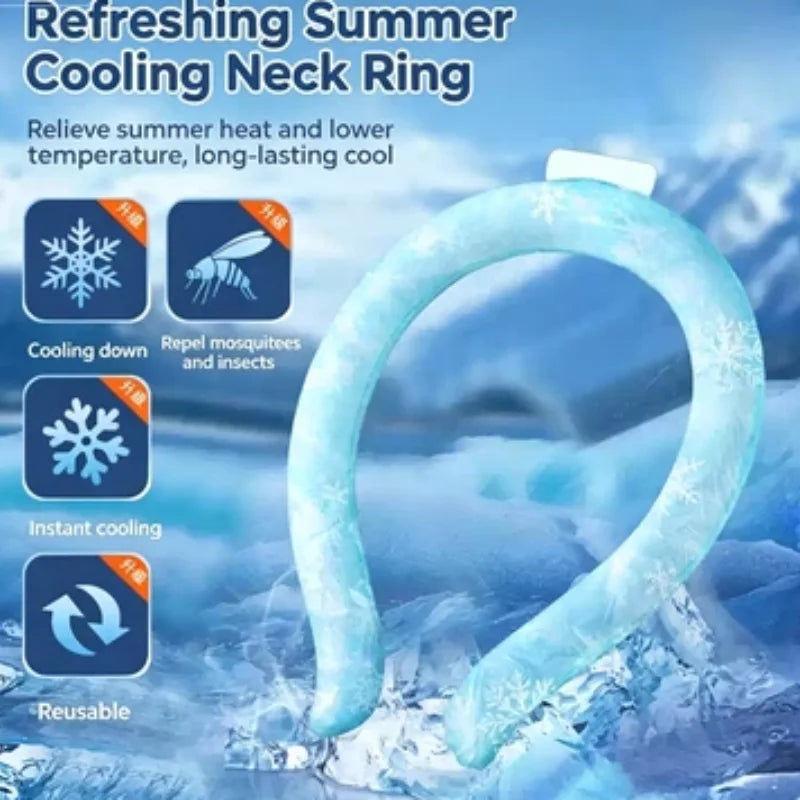 Portable Neck Cooling Tube Summer Wearable Ice Ring For Neck Reusable Cool Neckband For Outdoor Sports Work & Heat Relief