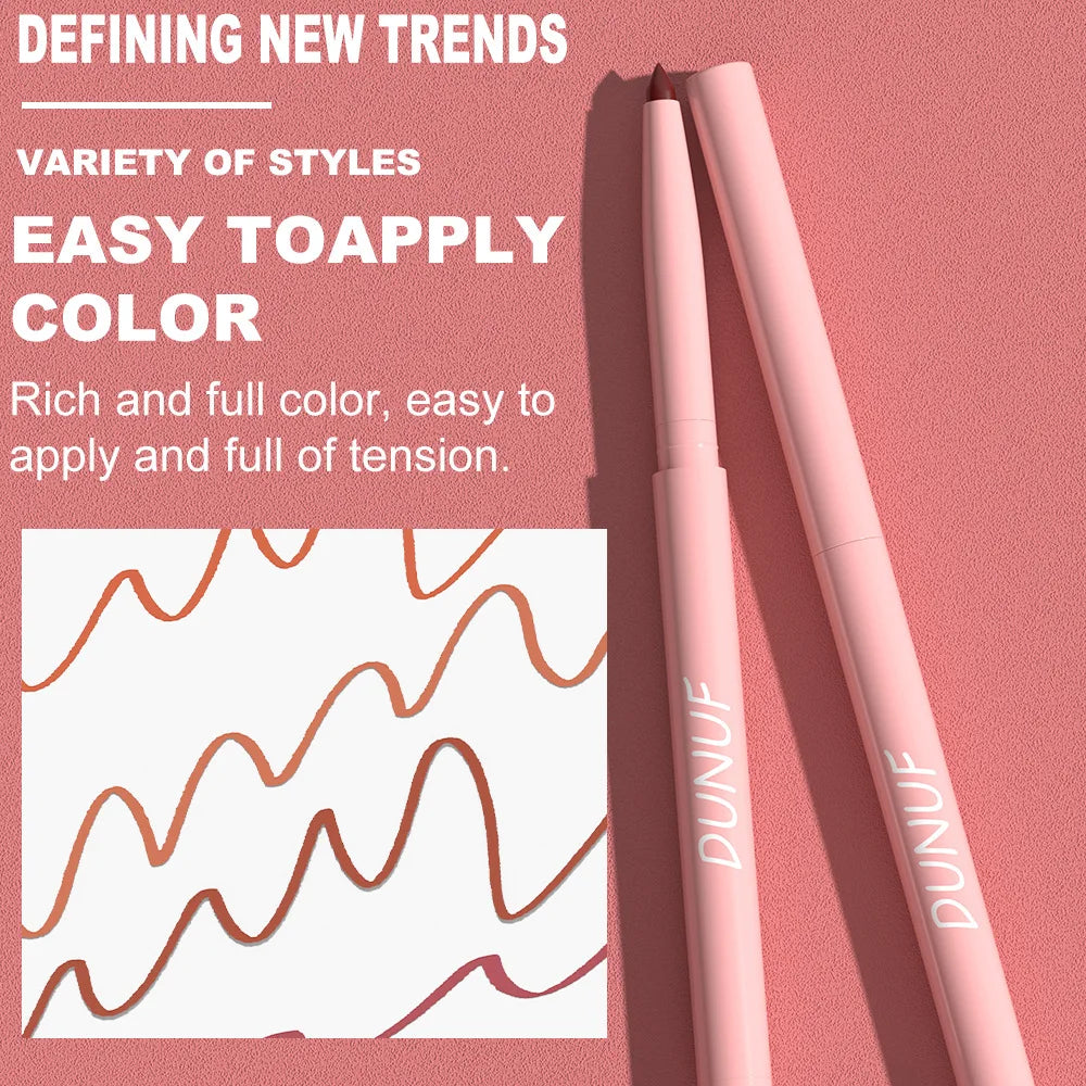 DUNUF New 6 Color Lipstick Lip Liner Set Velvet Matte Lip Pencil Waterproof Natural Outline Lip Contour Line Makeup Lipliner Pen