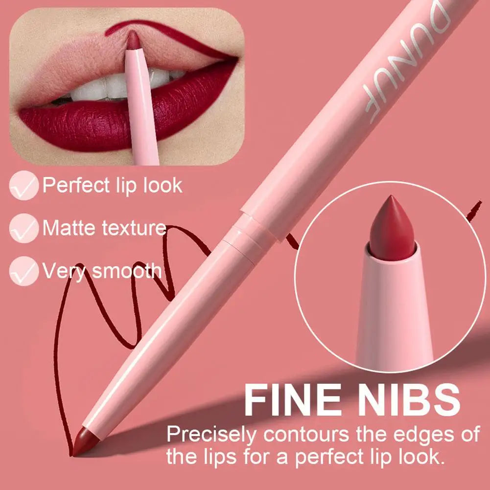DUNUF 6pcs Lip Liner Pen Set Long-Lasting, Waterproof Sweatproof, Easy Coloring Non-fading Color Rendering Lip Gloss Set Beauty