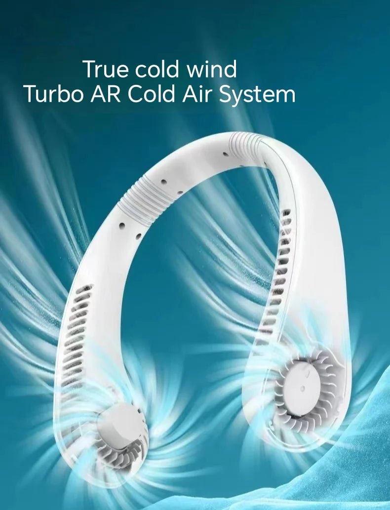 Neck-hanging fan, lazy person's bladeless fan, USB rechargeable, quiet, strong wind, portable, outdoor sports fan