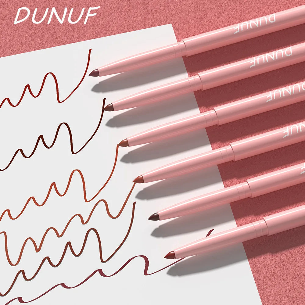 DUNUF New 6 Color Lipstick Lip Liner Set Velvet Matte Lip Pencil Waterproof Natural Outline Lip Contour Line Makeup Lipliner Pen